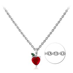 SURGICAL STEEL GRADE 316L JEWELED NECKLACE WITH PENDANT - HEART