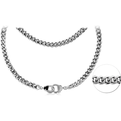 STAINLESS STEEL GRADE 304 CUBAN NECK CHAIN WITH HANDCUFFS 50CMS