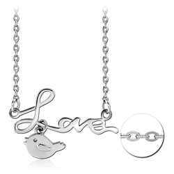 STERLING STERLING 925 SILVER 925 NECKLACE WITH PENDANT - LOVE AND BIRD