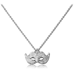 STERLING STERLING 925 SILVER 925 JEWELED NECKLACE WITH PENDANT - MASK