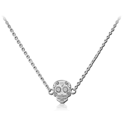 STERLING 925 SILVER NECKLACE WITH PENDANT - FANCY SKULL
