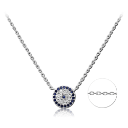 STERLING 925 SILVER NECKLACE WITH JEWELED PENDANT
