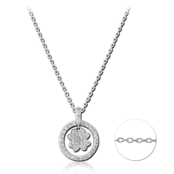 STERLING 925 SILVER NECKLACE WITH JEWELED PENDANT