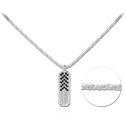 STERLING 925 SILVER JEWELED NECKLACE WITH PENDANT