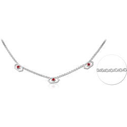 STERLING 925 SILVER JEWELED NECKLACE WITH PENDANT