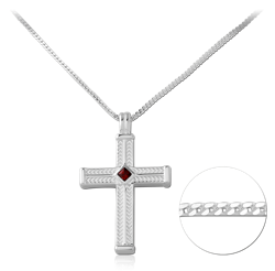 STERLING 925 SILVER JEWELED NECKLACE WITH PENDANT