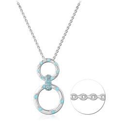 STERLING 925 SILVER JEWELED NECKLACE WITH PENDANT