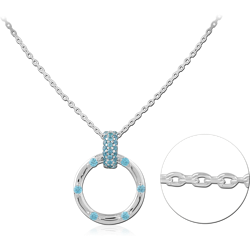 STERLING 925 SILVER JEWELED NECKLACE WITH PENDANT