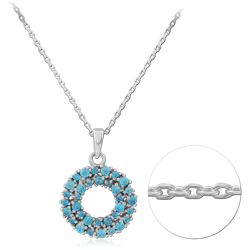 STERLING 925 SILVER JEWELED NECKLACE WITH PENDANT
