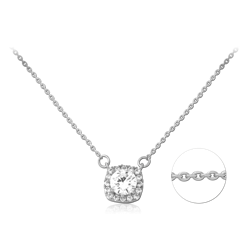 STERLING 925 SILVER JEWELED NECKLACE WITH PENDANT