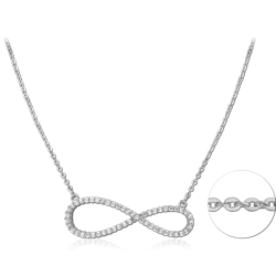 STERLING 925 SILVER JEWELED NECKLACE WITH PENDANT