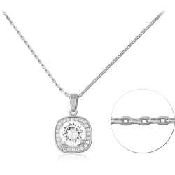 STERLING 925 SILVER JEWELED NECKLACE WITH PENDANT