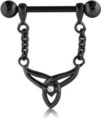 BLACK PVD COATED SURGICAL STEEL GRADE 316L JEWELED NIPPLE SHIELD