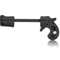 BLACK PVD COATED SURGICAL STEEL GRADE 316L NIPPLE BAR - GUN