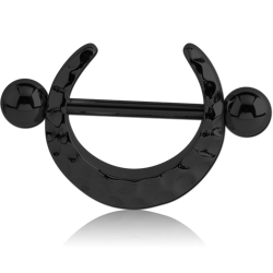 BLACK PVD COATED SURGICAL STEEL GRADE 316L NIPPLE SHIELD - HAMMERED TEXTURE