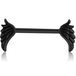 BLACK PVD COATED SURGICAL STEEL GRADE 316L NIPPLE BAR - WINGS