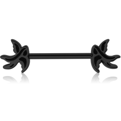 BLACK PVD COATED SURGICAL STEEL GRADE 316L NIPPLE BAR - SWALLOW