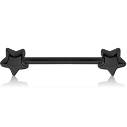 BLACK PVD COATED SURGICAL STEEL GRADE 316L NIPPLE BAR - STARS