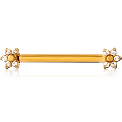 GOLD PVD 18K COATED SURGICAL STEEL GRADE 316L NIPPLE PIERCING INTERNAL THREADED BAR
