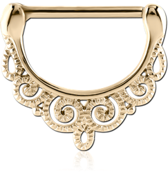 GOLD PVD 18K COATED SURGICAL STEEL GRADE 316L NIPPLE CLICKER - FILIGREE