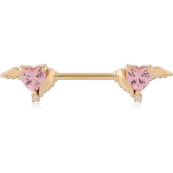GOLD PVD 18K COATED SURGICAL STEEL GRADE 316L NIPPLE BAR