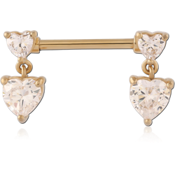 GOLD PVD 18K COATED SURGICAL STEEL GRADE 316L NIPPLE BAR
