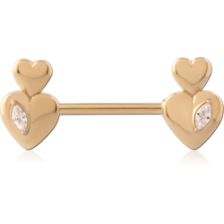 GOLD PVD 18K COATED SURGICAL STEEL GRADE 316L NIPPLE BAR