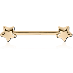 GOLD PVD 18K COATED SURGICAL STEEL GRADE 316L NIPPLE BAR - STAR