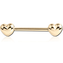 GOLD PVD 18K COATED SURGICAL STEEL GRADE 316L NIPPLE BAR - HEART