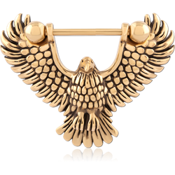 GOLD PVD 18K COATED SURGICAL STEEL GRADE 316L NIPPLE SHIELD - EAGLE