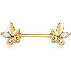 GOLD PVD COATED SURGICAL STEEL GRADE 316L NIPPLE PIERCING INTERNAL THREADED BAR