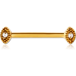 GOLD PVD COATED SURGICAL STEEL GRADE 316L NIPPLE PIERCING INTERNAL THREADED BAR