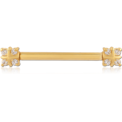 GOLD PVD COATED SURGICAL STEEL GRADE 316L NIPPLE PIERCING INTERNAL THREADED BAR