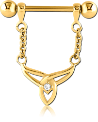 GOLD PVD COATED SURGICAL STEEL GRADE 316L JEWELED NIPPLE SHIELD