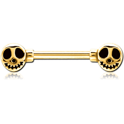 GOLD PVD COATED SURGICAL STEEL GRADE 316L NIPPLE BAR  - GHOST