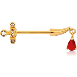 GOLD PVD COATED SURGICAL STEEL GRADE 316L NIPPLE BAR