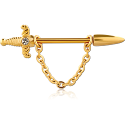 GOLD PVD COATED SURGICAL STEEL GRADE 316L NIPPLE BAR