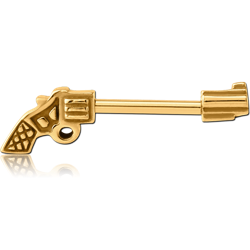 GOLD PVD COATED SURGICAL STEEL GRADE 316L NIPPLE BAR - GUN
