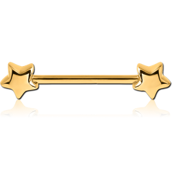 GOLD PVD COATED SURGICAL STEEL GRADE 316L NIPPLE BAR - STARS