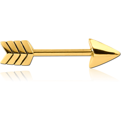 GOLD PVD COATED SURGICAL STEEL GRADE 316L NIPPLE BAR - ARROW