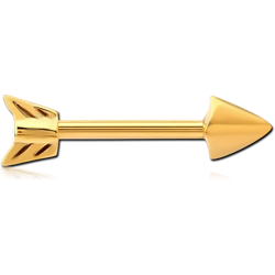 GOLD PVD COATED SURGICAL STEEL GRADE 316L NIPPLE BAR - ARROW