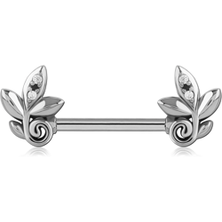 SURGICAL STEEL GRADE 316L NIPPLE PIERCING INTERNAL THREADED JEWELED BAR