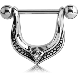 SURGICAL STEEL GRADE 316L KOOL KATANA JEWELED NIPPLE STIRRUP