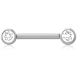 SURGICAL STEEL GRADE 316L THREADLESS BARBELL JEWELED NIPPLE BAR - ROUND
