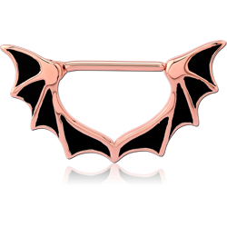 ROSE GOLD PVD COATED SURGICAL STEEL GRADE 316L NIPPLE CLICKER - BATWING