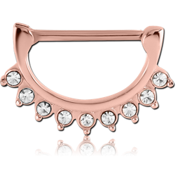 ROSE GOLD PVD COATED SURGICAL STEEL GRADE 316L JEWELED NIPPLE CLICKER