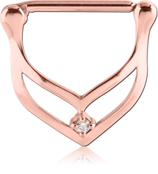 ROSE GOLD PVD COATED SURGICAL STEEL GRADE 316L JEWELED NIPPLE CLICKER