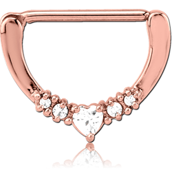 ROSE GOLD PVD COATED SURGICAL STEEL GRADE 316L JEWELED NIPPLE CLICKER