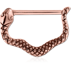ROSE GOLD PVD COATED SURGICAL STEEL GRADE 316L NIPPLE CLICKER - SNAKE
