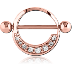 ROSE GOLD PVD COATED SURGICAL STEEL GRADE 316L JEWELED NIPPLE SHIELD